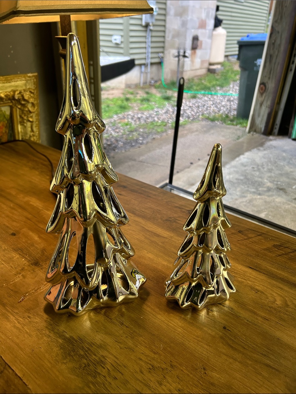 Yankee Candle Metallic sliver (Crome)Ceramic Holiday Tree Pair